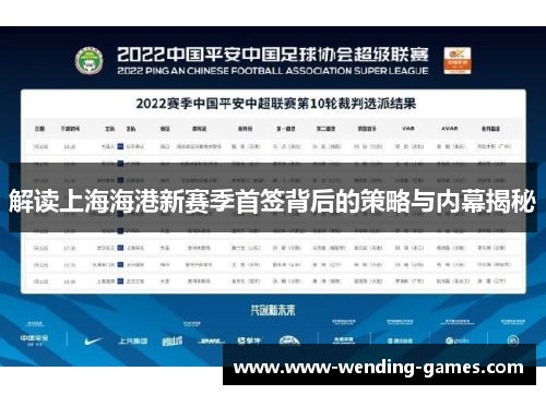 解读上海海港新赛季首签背后的策略与内幕揭秘